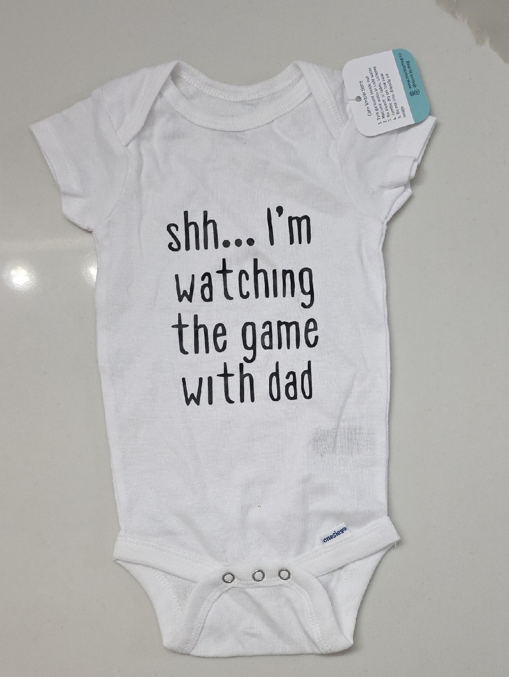 Gerber White Baby Bodysuit with Black Text